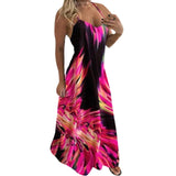 Boho Floral Women Plus Size Maxi Spaghetti Strap Sleeveless Dress