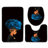 Bath Printed Non-Slip Pedestal Rug Lid Toilet Cover Bath Mat 3 pcs Set
