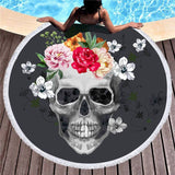 Women Big Bath Thick Round 3d Sugar Skull Printed Beach Towel Fabric Quick Tapestry Mat