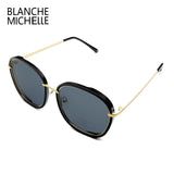 Blanche Michelle Square Polarized Women Designer UV400 Gold Frame Mirror Sunglasses
