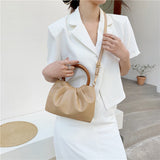 Cloud Pleated Simple Wooden Handle French Style Small Bag