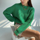 Women Solid Knitted Thickening Long Sleeve Oversized Sweater