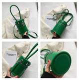 Women's PU Leather Small Messenger Cylinder Shoulder Handbag