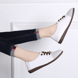 Women's PEIPAH Genuine Leather Shoes Slip On Ballet Oxford Flats