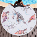 Turtle Round Beach Towel Tassel Microfiber Bohemia Travel