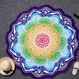 BeddingOutlet Tassel Indian Toalla Mandala Tapestry Sunblock Round Blanket Lotus Bohemian