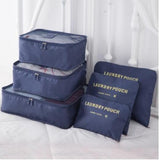 6 Piece Set Cubes Organizer Double Zipper Waterproof Travel Bags
