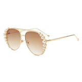 Personality Pearl Women Driving Ocean Sheet Sunglasses