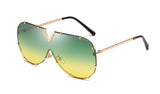 LEIDISEN Unisex One Piece Designer High Quality Oversized Metal UV400 Mirror Sunglasses