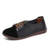 Women's PEIPAH Genuine Leather Shoes Slip On Ballet Oxford Flats