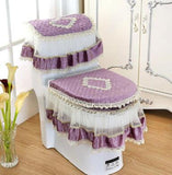 Lace 3 Piece Set Toilet Seat Cover U-shaped Mat Bathroom Decoration