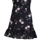Women Floral Short Sleeve V Neck Bohemian Mini Dress