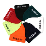 Women's Embroidery Billie Eilish Beanie Hat Knitted Warm Solid Hip-Hop Cuffed Bonnet