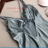 Women Nightgown Lingerie Nightwear Satin Dress
