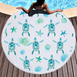 Turtle Round Beach Towel Tassel Microfiber Bohemia Travel