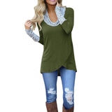 Women t-shirt O-Neck Stripe Long Sleeve Sweatshirt Stripe Cotton Blend Top
