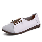Women's PEIPAH Genuine Leather Shoes Slip On Ballet Oxford Flats