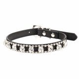 Black Small Medium Pet Collars Breakaway Necklace Rhinestone