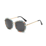Blanche Michelle Square Polarized Women Designer UV400 Gold Frame Mirror Sunglasses