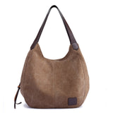 Piler Large Women Handbag Canvas Zipper Pockets Luxury Shoulder Bag