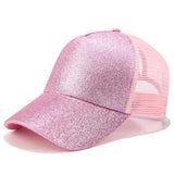 Glitter Ponytail Baseball Snapback Mesh Cap Messy Bun Adjustable Hat