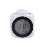LCD Projection LED Display Time Digital Alarm Clock Talking Voice Snooze