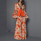 Women's New Jumpsuit Fashion Long Sleeve Print Dress