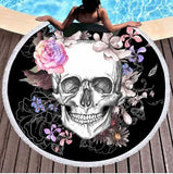 Women Big Bath Thick Round 3d Sugar Skull Printed Beach Towel Fabric Quick Tapestry Mat