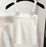 Women Slim Knitting Tank Crop Camisole Solid Adjustable Straps Top