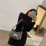 Women Vintage Zebra Pattern Shoulder Plush Fur Tote Bag