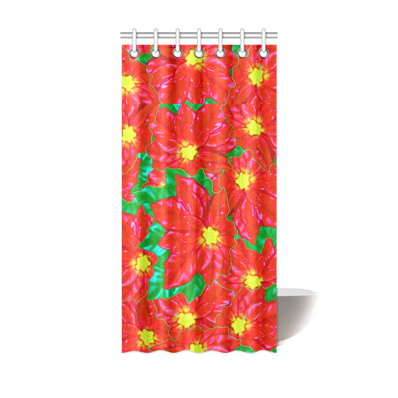 Red Orange Poinsettias Shower Curtain 36
