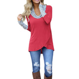 Women t-shirt O-Neck Stripe Long Sleeve Sweatshirt Stripe Cotton Blend Top