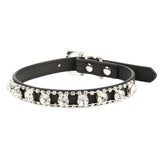 Black Small Medium Pet Collars Breakaway Necklace Rhinestone