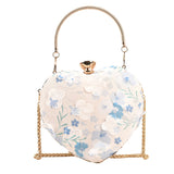 Women's Western Style Single Shoulder Heart Lace Light Chain Bag