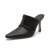 Women's PU Leather Pointed Toe Stiletto High Heels Sandals