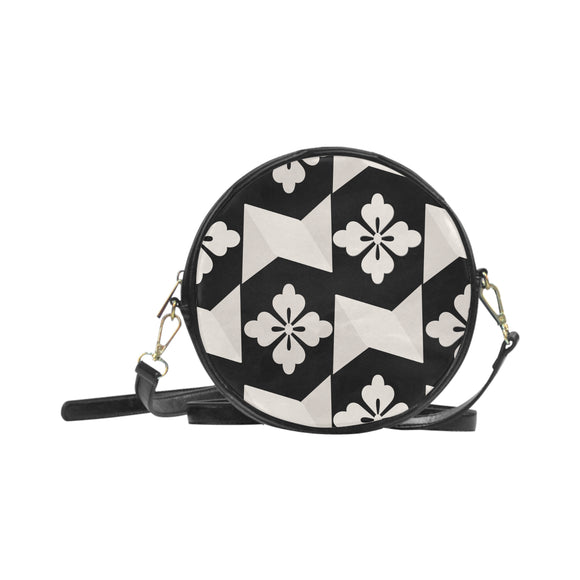 Black White Tiles Round Sling Bag Model 1647