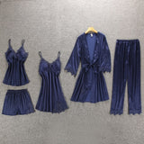 Women's Silk Floral Overall Print Pajama Set Satin Sleepwear
