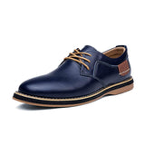 Men Oxford Genuine PU Leather Brogue Lace Up Flat Shoes