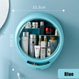Bathroom Wall-Mounted Makeup Organizer Punch-Free Large Capacity Cosmetic Storage Box Beauty Rack