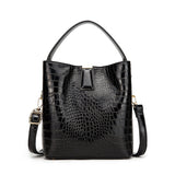 Crocodile Pattern Bucket PU Leather Handbags Women Crossbody Totes Messenger Bag