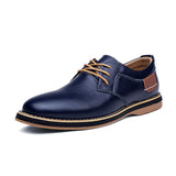 Men Oxford Genuine PU Leather Brogue Lace Up Flat Shoes