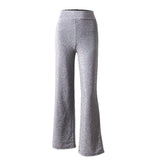 Women Glitter Shiny High Waist Reflective Wide Leg Zipper Long Pants