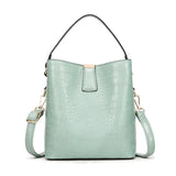 Crocodile Pattern Bucket PU Leather Handbags Women Crossbody Totes Messenger Bag