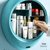 Bathroom Wall-Mounted Makeup Organizer Punch-Free Large Capacity Cosmetic Storage Box Beauty Rack