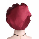 Women 1pc Adjust Solid Satin Bonnet Hair Styling Cap Long Hair Care