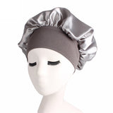Women 1pc Adjust Solid Satin Bonnet Hair Styling Cap Long Hair Care
