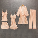 Women's Silk Floral Overall Print Pajama Set Satin Sleepwear