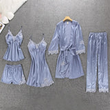 Women's Silk Floral Overall Print Pajama Set Satin Sleepwear