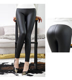 Women High Waist PU Leather Light Matt Thin Thick Leggings