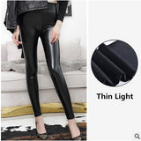 Women High Waist PU Leather Light Matt Thin Thick Leggings